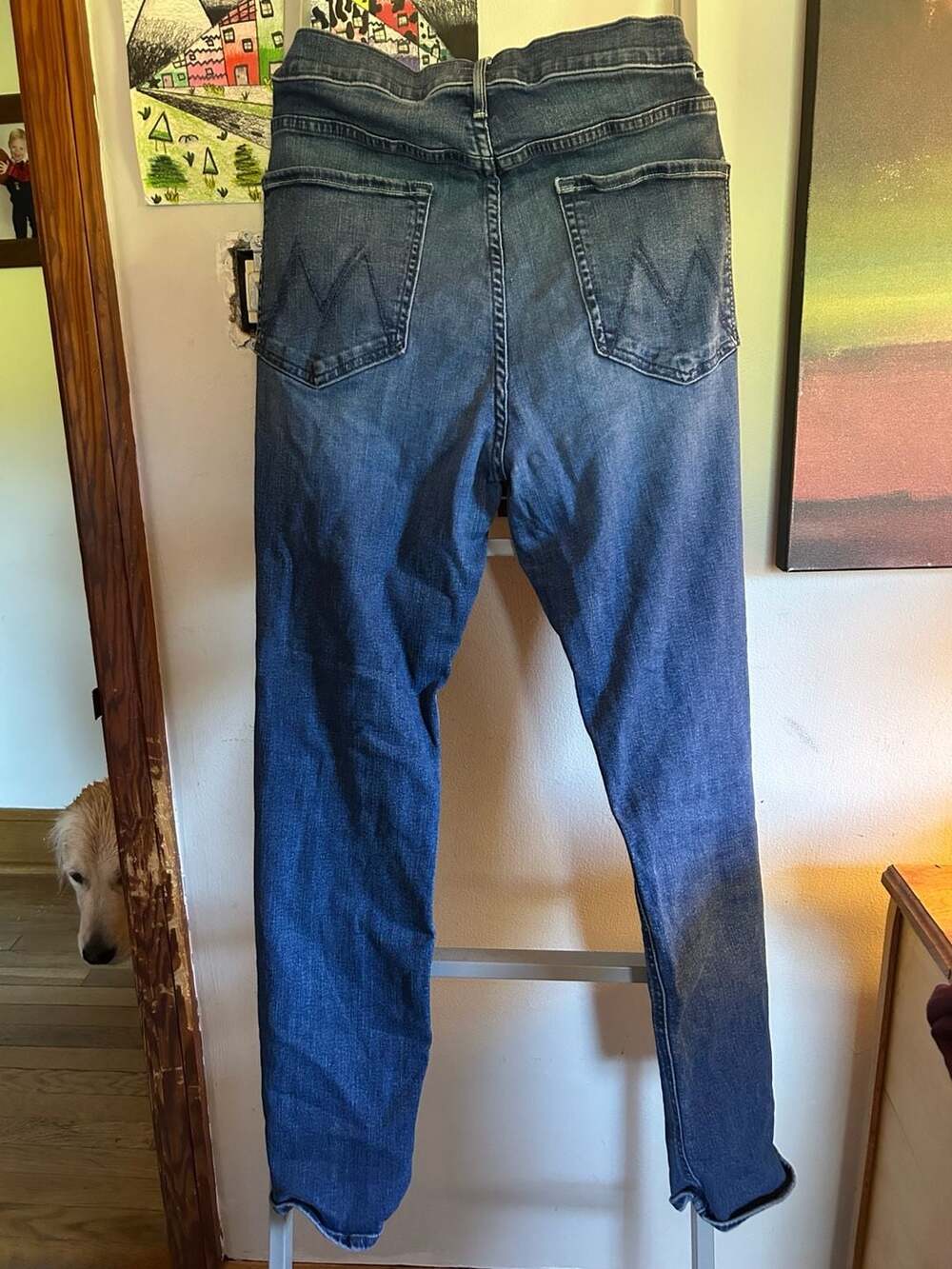 MOTHER Denim Jeans Size 34 Blue Wash Stretch Skinny